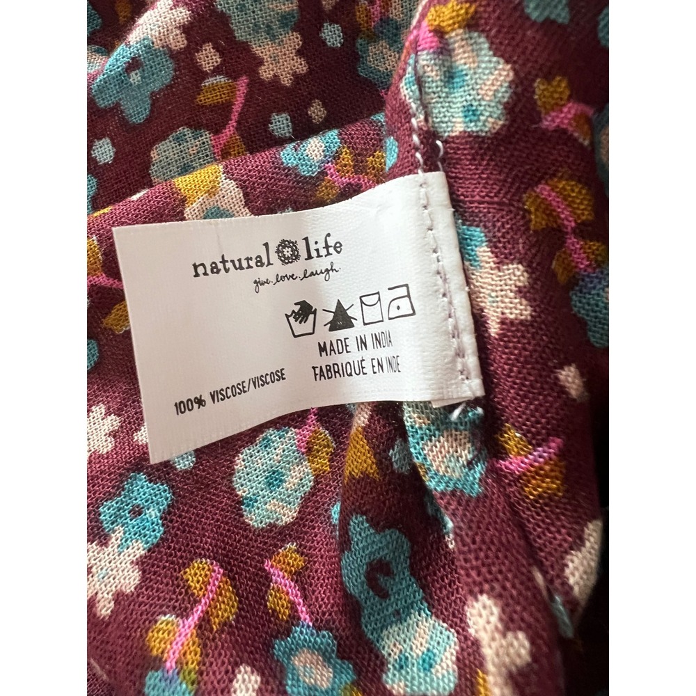 Natural Life Floral Kimono Wrap Burgundy Navy Boho Mixed Print L/XL - Picture 6 of 7